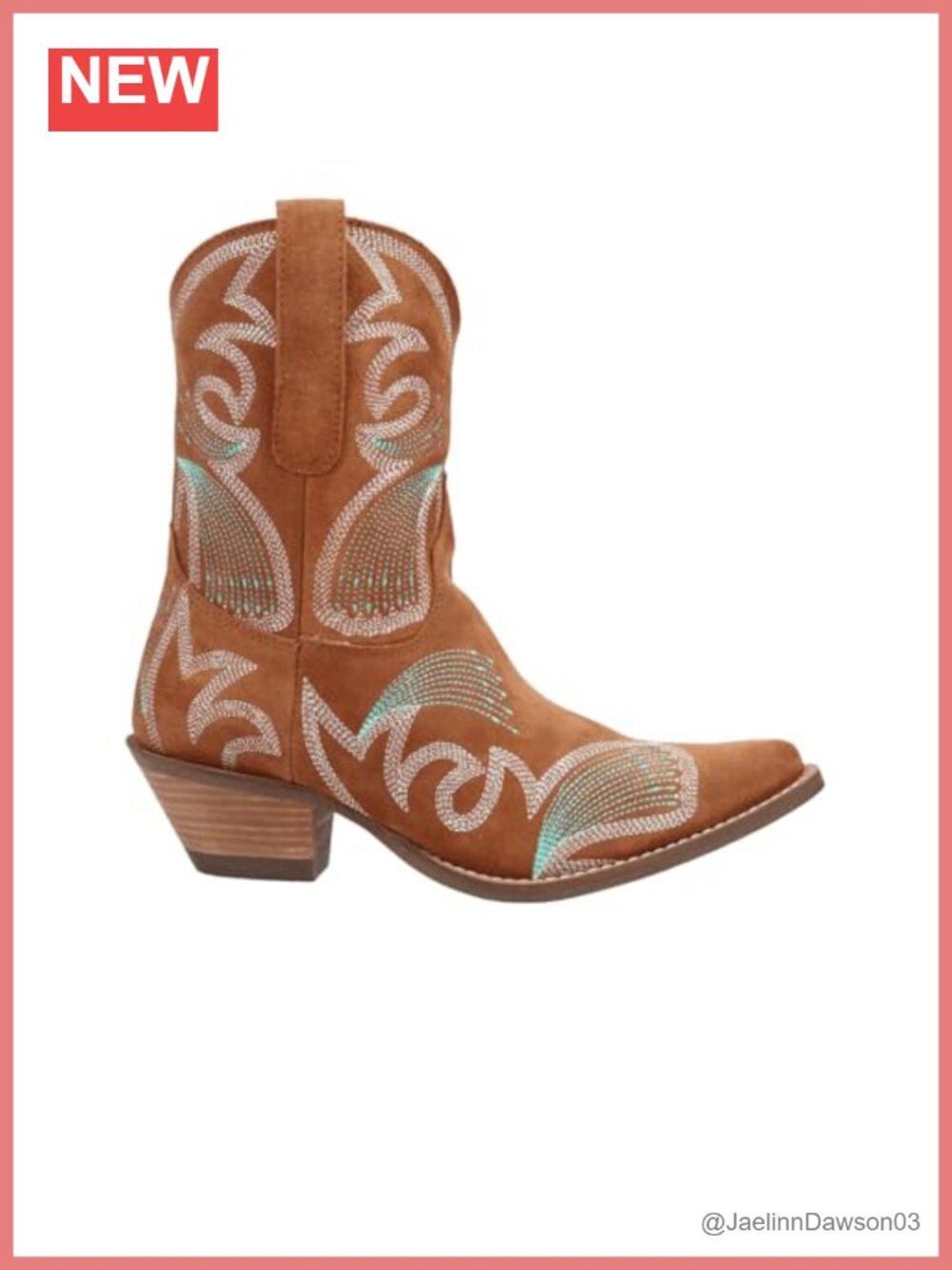 Dingo Suede Leather Western Boots Mid Calf Block Heel Snip Toe Pull On